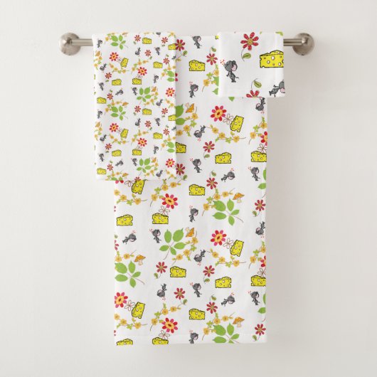 Serviettes de bain Set Fromage Souris Fleur (En situation)