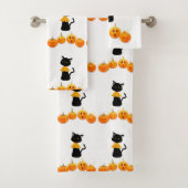 Serviettes de bain set Halloween, Chat noir (En situation)
