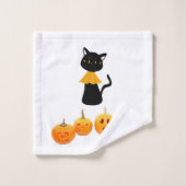 Serviettes de bain set Halloween, Chat noir (Gant de toilette)