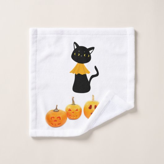 Serviettes de bain set Halloween, Chat noir (Gant de toilette)