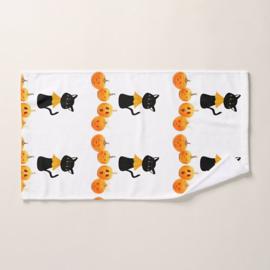 Serviettes de bain set Halloween, Chat noir (Serviette à main)