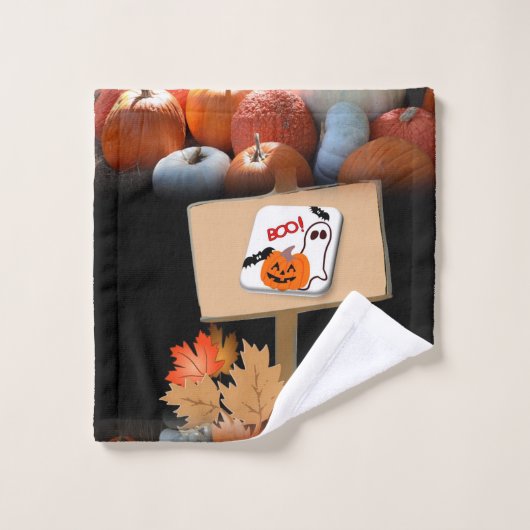 Serviettes de bain set Halloween, Citrouille (Gant de toilette)