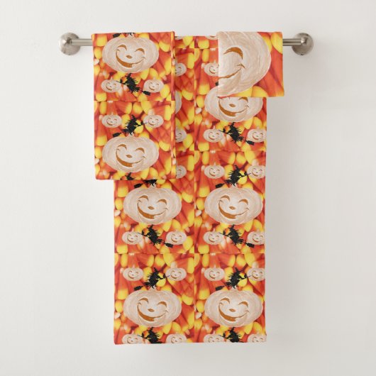 Serviettes de bain set Halloween, Citrouille (En situation)