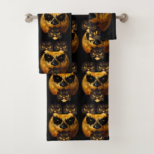 Serviettes de bain set Halloween, Citrouille (En situation)