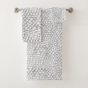 Serviettes De Bain Set Pavés Blancs