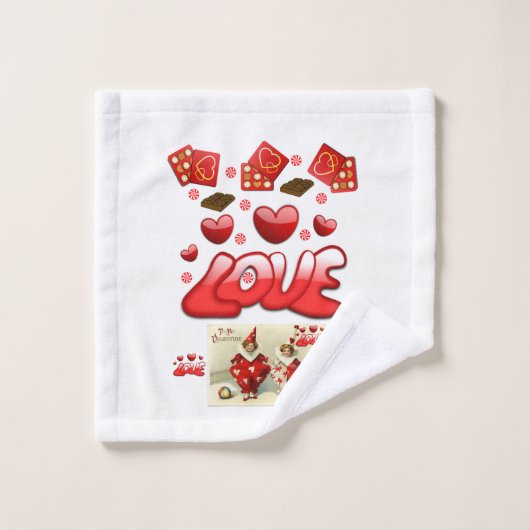 Serviettes de bain set Saint Valentin (Gant de toilette)