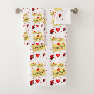 Serviettes de bain set Saint Valentin