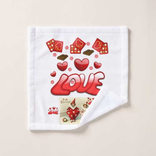 Serviettes de bain set Saint Valentin (Gant de toilette)