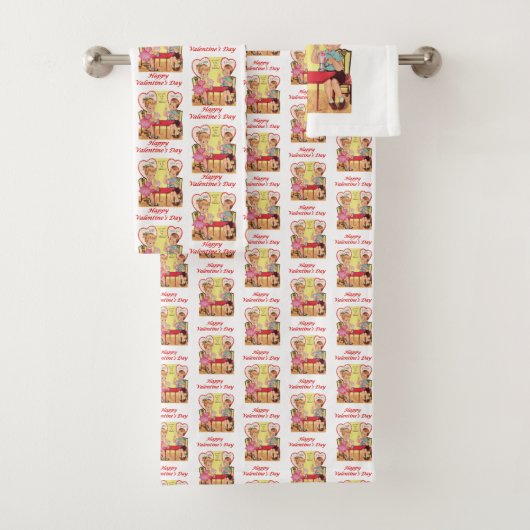 Serviettes de bain set Saint Valentin (En situation)