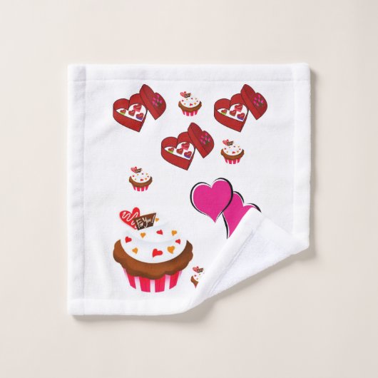 Serviettes de bain set Saint Valentin (Gant de toilette)