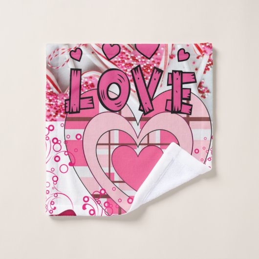 Serviettes de bain set Saint Valentin, Amour (Gant de toilette)