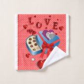 Serviettes de bain set Saint Valentin, Amour (Gant de toilette)