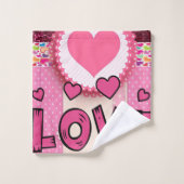Serviettes de bain set Saint Valentin, Amour (Gant de toilette)