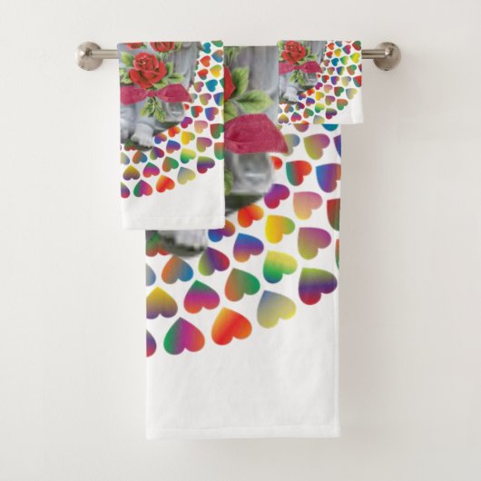 Serviettes de bain set Saint Valentin, Ange (En situation)