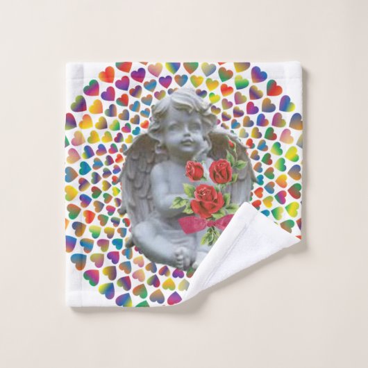 Serviettes de bain set Saint Valentin, Ange (Gant de toilette)