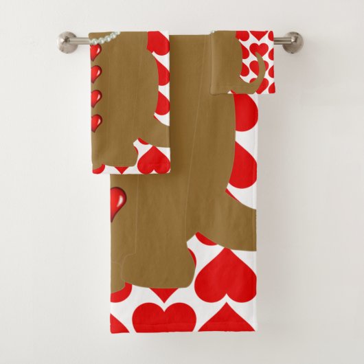 Serviettes de bain set Saint Valentin, Chat (En situation)