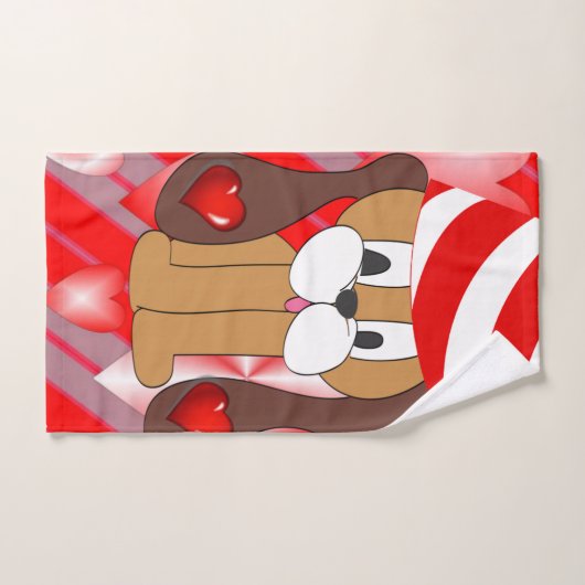 Serviettes de bain set Saint Valentin, Chien (Serviette à main)