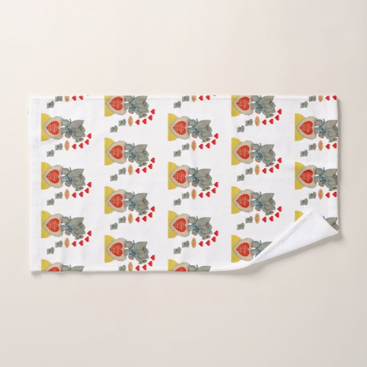Serviettes de bain set Saint Valentin Eléphant (Serviette à main)