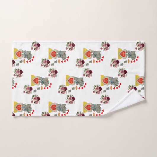 Serviettes de bain set Saint Valentin Eléphant (Serviette à main)