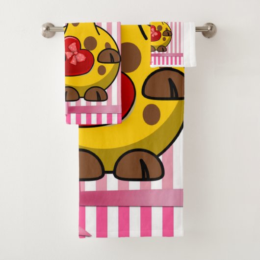 Serviettes de bain set Saint Valentin, Giraffe (En situation)