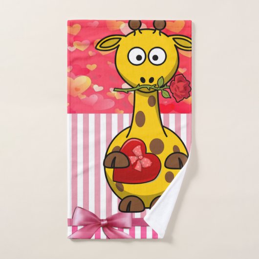 Serviettes de bain set Saint Valentin, Giraffe (Serviette à main)