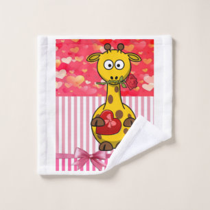 Serviettes de bain set Saint Valentin, Giraffe