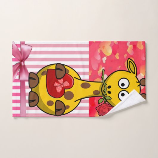 Serviettes de bain set Saint Valentin, Giraffe (Serviette à main)