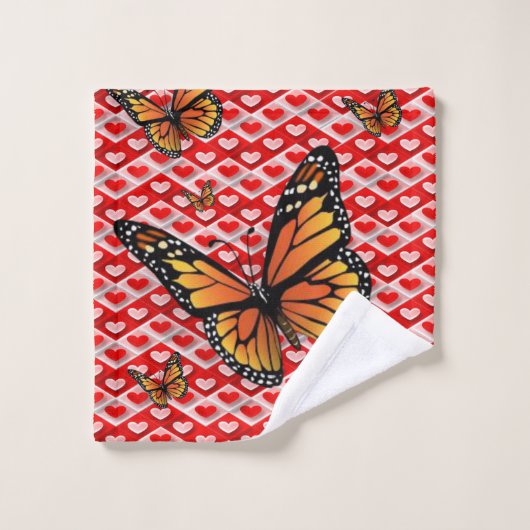 Serviettes de bain set Saint Valentin, papillon (Gant de toilette)