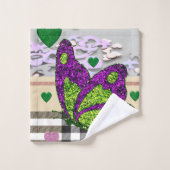 Serviettes de bain set Saint Valentin, papillon (Gant de toilette)