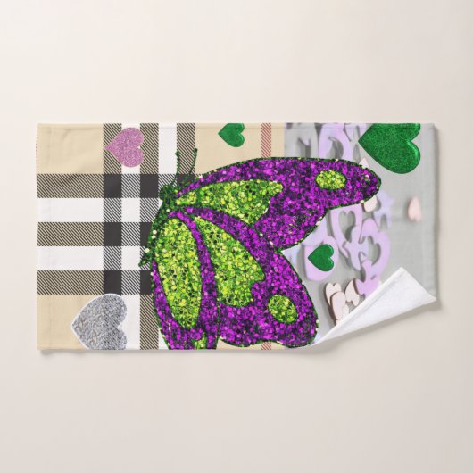 Serviettes de bain set Saint Valentin, papillon (Serviette à main)