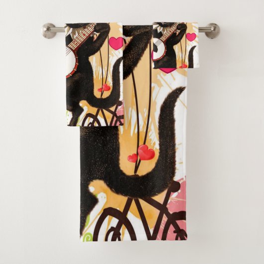 Serviettes de bain set Saint Valentin, Paris Franc (En situation)