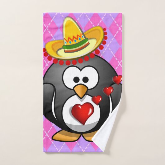 Serviettes de bain set Saint Valentin, Penguin (Serviette à main)