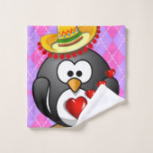 Serviettes de bain set Saint Valentin, Penguin (Gant de toilette)