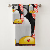 Serviettes de bain set Saint Valentin, Penguin (En situation)