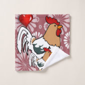 Serviettes de bain set Saint Valentin, poulet (Gant de toilette)