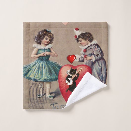 Serviettes de bain set Saint Valentin, Vintage (Gant de toilette)