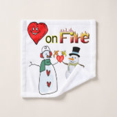 Serviettes de bain set Valentine's Day Hearts Snow (Gant de toilette)