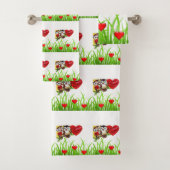 Serviettes de bain set Valentine's Day Owl Vintage (En situation)