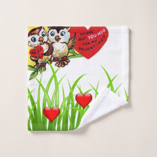 Serviettes de bain set Valentine's Day Owl Vintage