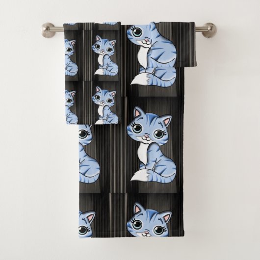 Serviettes de bain sets Chat (En situation)