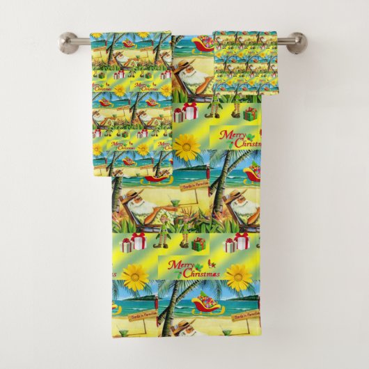 Serviettes de bain sets de Noël Beach Bum Père Noë (En situation)
