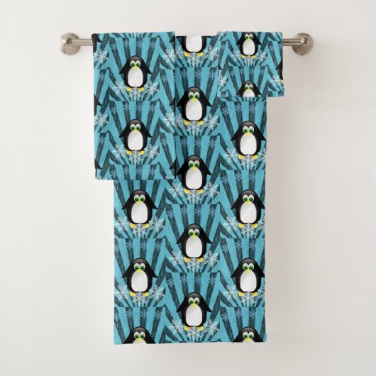 Serviettes de bain sets pingouin (En situation)
