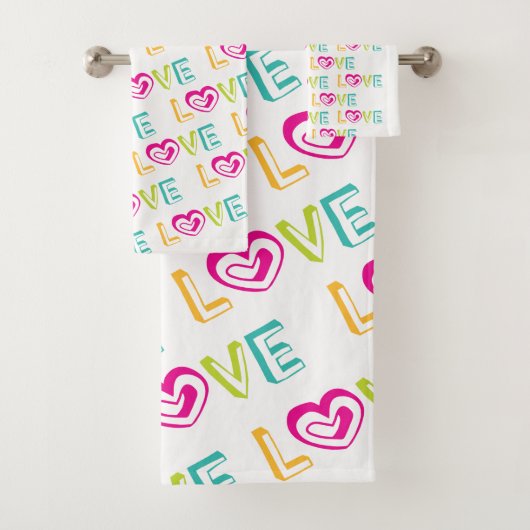 Serviettes de bain sets Saint Valentin Amour Coeur (En situation)