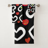 Serviettes de bain sets Saint Valentin Coeurs (En situation)