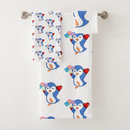 Serviettes de bain sets Saint Valentin Coeurs de p (En situation)