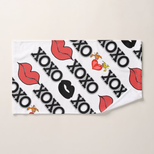 Serviettes de bain sets Saint Valentin Xoxo Coeurs (Serviette à main)