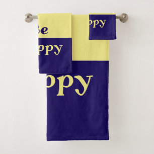 Serviettes de bain "Soyez Heureux" (Jaune Beurre e