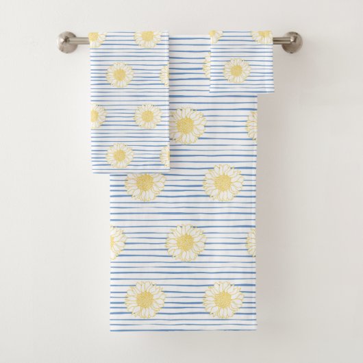 Serviettes de bain Sunflowers et Blue Stripes (En situation)