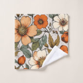 Serviettes de bain Terracotta Rust Fleurs Automne (Gant de toilette)