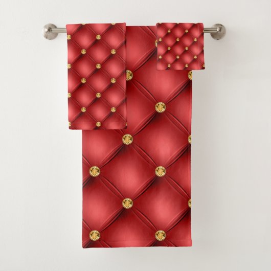 Serviettes de bain Tufted Diamonds Rouge Or (En situation)